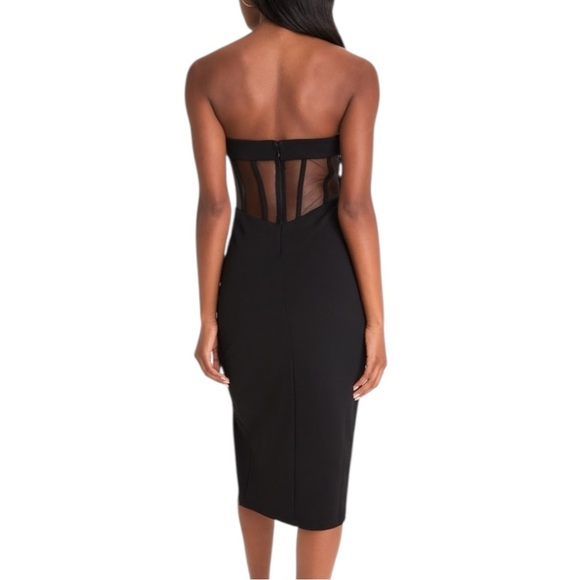 Lulus Iconic Arrival Black Strapless Bustier Bodycon Knit Midi Dress Size M NWT - Picture 4 of 14